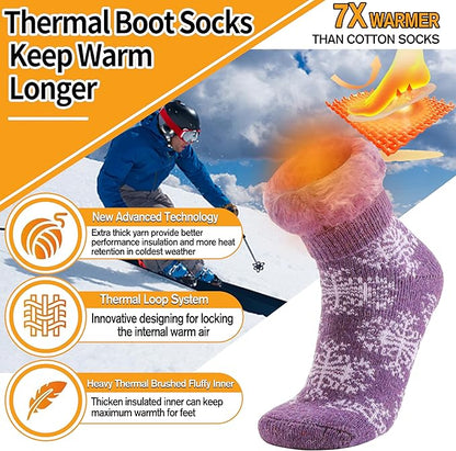 3 Pairs Warm Thermal Socks for Women & Men Winter Ski Thick Boot Insulated Socks for Cold Weather