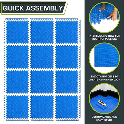 ProsourceFit Puzzle Exercise Mat ½ in 24 in 24 in 144 Sq 36 Tiles