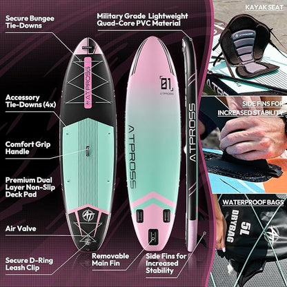 11'6"x35" Inflatable Paddle Board, 450lbs Extra Wide Stand Up Paddleboard for Adults with Premium SUP Accessories Kit & Backpack, Blow Up Kayak Non-Slip Stable Deck Boat for Yoga Fishing Surf