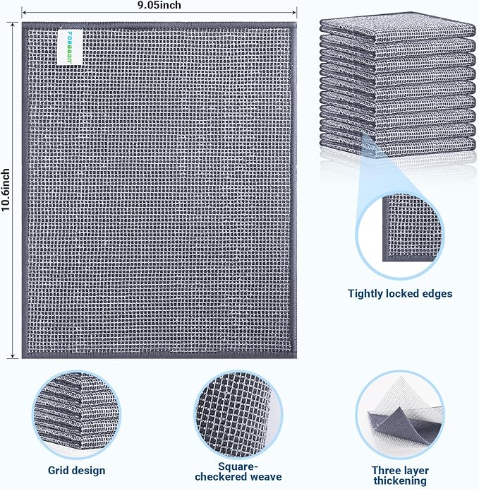 10 Pcs New Upgrade 3-Layer Non Scratch Wire Dishcloth,Wire Dishwashing Rag, Non-Scratch Wire Dishwashing Rags for Wet and Dry, Kitchen Cleaning Dish Rags for Cookware,Sinks, Dishes, Stove