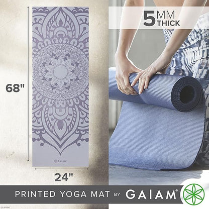 Gaiam Yoga Mat - Premium 5mm Print Thick Non Slip Exercise & Fitness Mat for All Types of Yoga, Pilates & Floor Workouts (68" x 24" x 5mm)