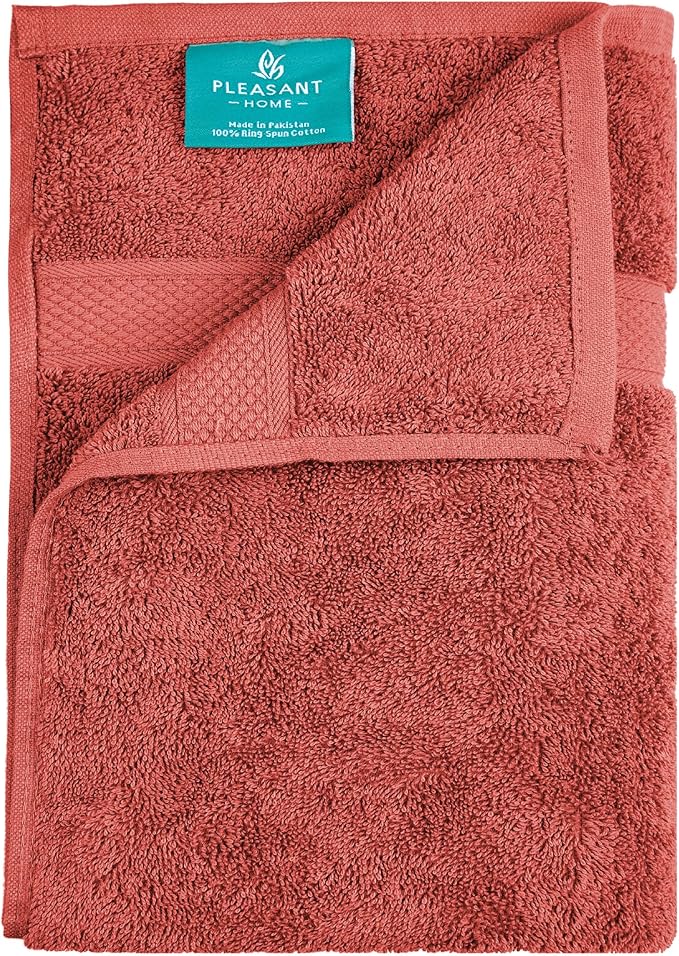 Pleasant Home Bath Towels Set of 6 (24” x 50”) 100% Cotton, 515 GSM | Lightweight, Soft & Absorbent Luxury Towels for Bathroom | for Gym, Pool & Spa | 6 Pack, Red