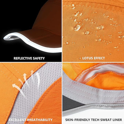 GADIEMKENSD Reflective Folding Outdoor Hat Unstructured Design UPF 50+ Sun Protection Sport Hats for Womens and Mens