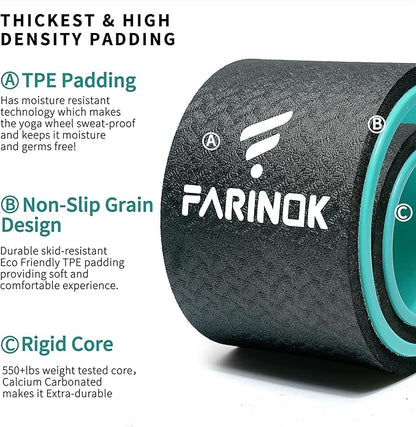 Yoga Wheel Set of 2, Upgraded 10MM Thick Back Wheels for Pain Relief & Stretching, Strongest Back Roller for Deep Tissue Massage, Improving Yoga Poses Backbend