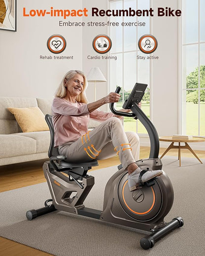 Niceday Recumbent Exercise Bike, Recumbent Bike for Home, Recumbent Stationary Bike 400LBS Weight Capacity, Magnetic Recumbent Bike with Smart APP, LCD Monitor, Heart Rate Handle