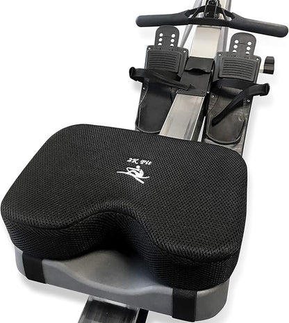 Rowing Machine Seat Cushion (Model 2) for The Concept 2 Rowing Machine with Custom Memory Foam, Washable Cover, and Straps- Concept 2 Rower, Recumbent Stationary Bike, WatterRower Seat Pad