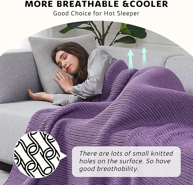 L'AGRATY Knitted Weighted Blanket - 48"x72" 15lbs Cooling Chunky Knit Heavy Blanket for Adults Braided Crochet Throw Thick Cable Yarn Knit Decorative No Beads Evenly Weighted Machine Washable