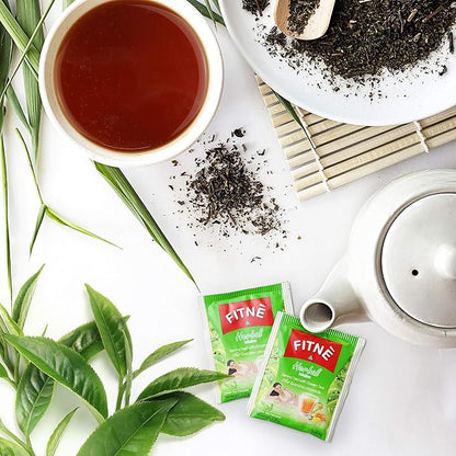 FITNE Green Tea Herbal Honey Lemon With Garcinia Senna Infusion Gentle Detox Cleanse High Antioxidant No Calories Stevia Sweetener, 15 Tea Bags