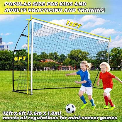 12 Ft Portable Soccer Goal Stable Soccer Net –2 Minute