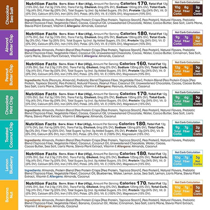 IQBAR Brain and Body Plant Protein Bars - 7 Bar Sampler Pack - Gluten Free, High Fiber, Vegan Snacks - Low Sugar Meal Replacement