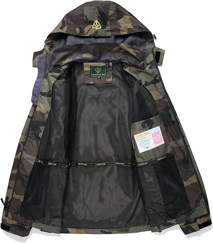 GIISAM Mens Windproof Jacket Waterproof Lightweight Mountain Sport Jacket for Men Hooded Windbreaker Raincoat