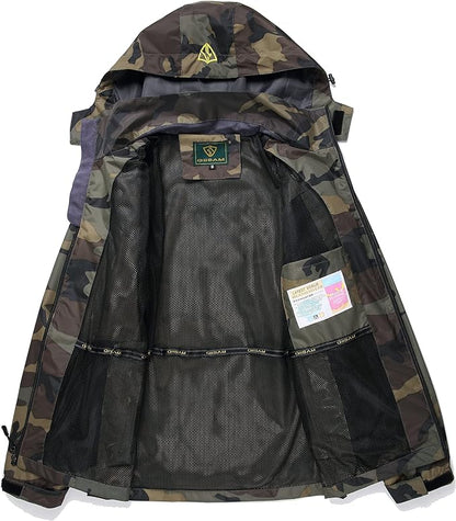 GIISAM Mens Windproof Jacket Waterproof Lightweight Mountain Sport Jacket for Men Hooded Windbreaker Raincoat