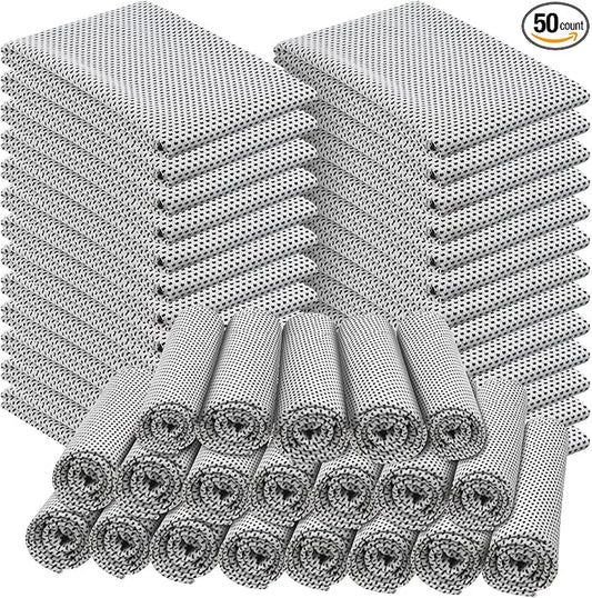 Shellwei 50 Pcs Cooling Towel 40 x 12 Inch Microfiber Workout Towels Breathable Chilly Towel Ice Cool Cold Towels Bulk Fast Drying Absorbent Sweat Rag for Neck Yoga Sports Golf Gym