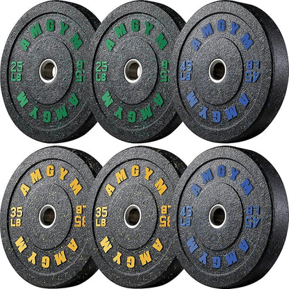 2 Inch Bumper Plates，10-500lbs，Barbell Rubber Olympic Weight Plates Set for Home Gym, Strength Training & Weight Lifting, Multiple Options Colors