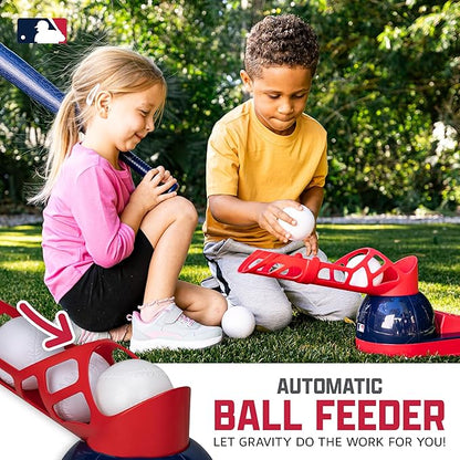 Franklin Sports Kids Baseball Pitching Machine - Pop A Pitch Batting Machine with Youth Bat + 3 Plastic Balls - Boys + Girls Toy