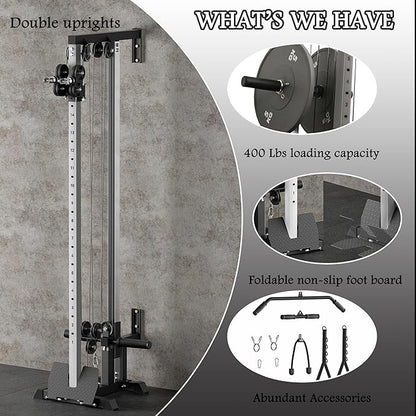 Fitness Wall Mount Cable Crossover Machine – Multi-Functional Dual Pulley System, Home Gym Equipment with Commercial-Grade Steel Frame and 400 lb Load Capacity for Home Gym.