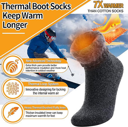 3 Pairs Warm Thermal Socks for Women & Men Winter Ski Thick Boot Insulated Socks for Cold Weather