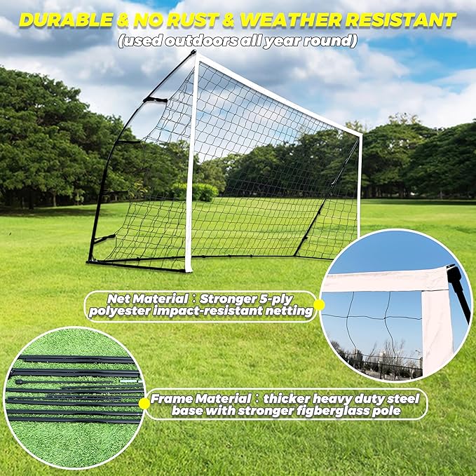 12 Ft Portable Soccer Goal Stable Soccer Net –2 Minute