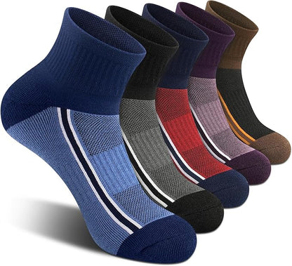 Gonii men ankle socks for men athletic running Cushion Quarter Socks 5 Pairs