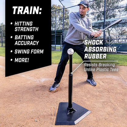 GoSports Baseball & Softball Batting Tees - Choose Jr. or Standard - Adjustable Rubber Hitting Tee