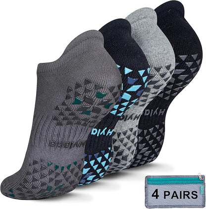 Hylaea Unisex Non Slip Socks with Grip for Yoga, Hospital, Pilates, Barre | Ankle, Cushioned