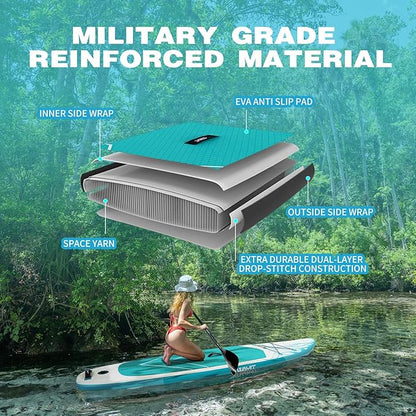 Inflatable Stand Up Paddle Board – Durable SUP for Adults & Youth,33" Wide Blow Up Paddle Board with Paddle, Pump, Backpack,Leash – All Around Stable for All Skill Levels, Carries up to 450 lbs