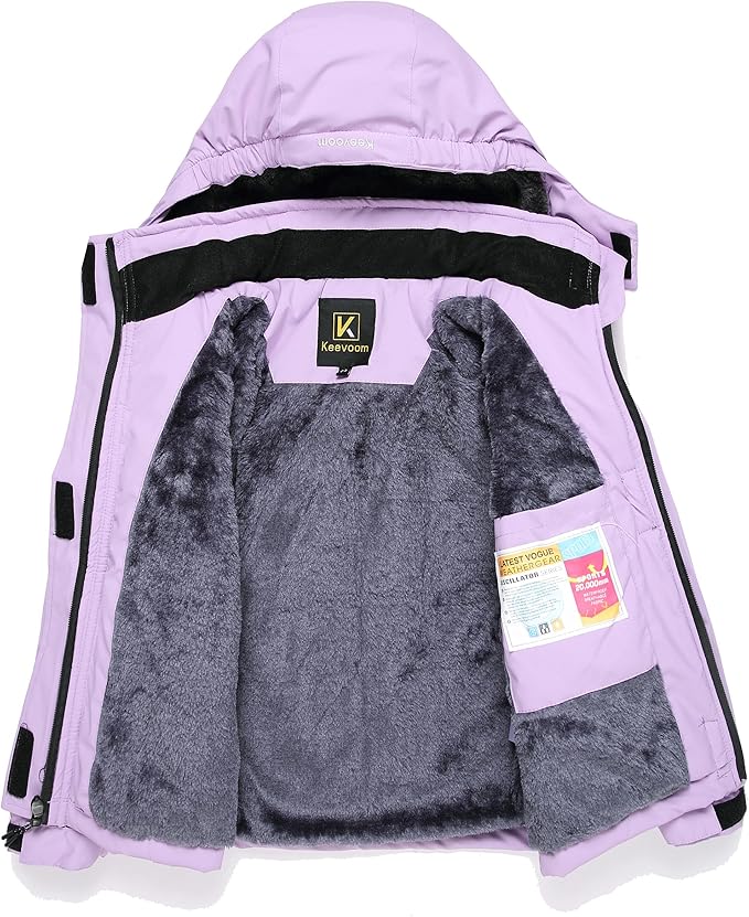Keevoom Girl's Ski Jacket Winter Warm Thick Snow Coat Windproof Kids Outdoor Hooded Jackets