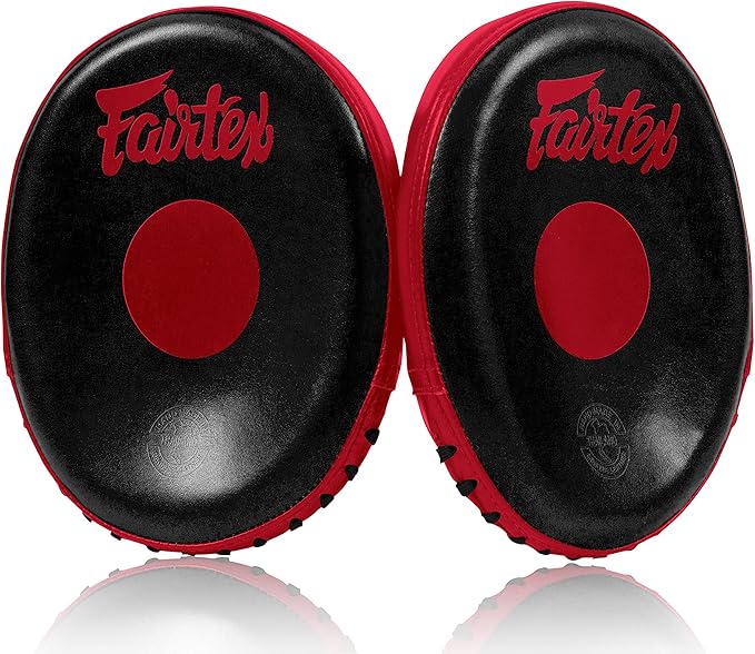 Fairtex FMV15 Muay Thai Boxing Focus Punch Mitts | Premium Syntek Leather Boxing Mitts-Lightweight & Durable Microfiber | Curved Design for Precision, Shock Absorbent & Enhanced Accuracy