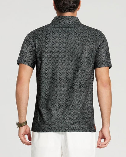 Golf Shirts for Men - Moisture Wicking Short Sleeve Performance Sport Casual Striped Collared Mens Polo Shirt