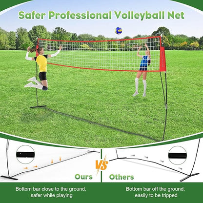 20FT/12FT Freestanding Volleyball Training Net, 5 Height Adjustable Portable Volleyball Net System, Quick Setup Practice Set for Indoor or Outdoor Use