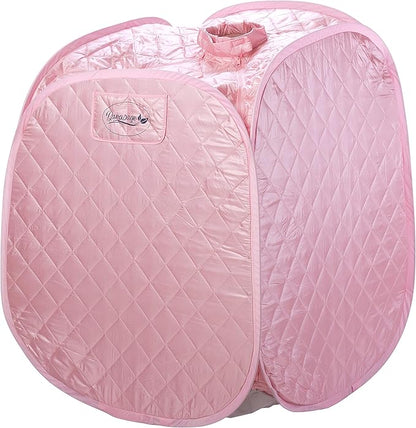 Durasage Personal Foldable Steam Sauna for Relaxation at Home, 60 Minute Timer, 800 Watt Steam Generator, Chair Included - Light Pink