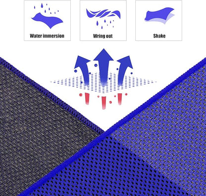 Biange Cooling Towel (Pack of 20, 40"x12") with Pouches for Sports, Workout, Fitness, Gym, Yoga, Golf, Pilates, Travel, Camping & More