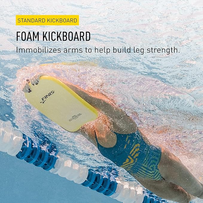 FINIS Foam Kickboard for Swim Training - Builds Leg Strength - Soft EVA Foam - Comfortable Grip - Yellow