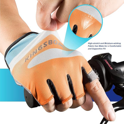 KINGSBOM Breathable Cycling Gloves, Shock-Absorbing Bike Gloves with Light Silicone Gel Pad, Anti-Slip Bicycle Gloves for Men and Women