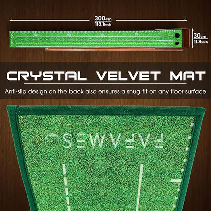 Golf Putting Mat with Ball Return, Indoor Putting Green Training Equipment for Home Office, Mini Golf Practice Aid, Portable Golf Training Mat for Men & Women