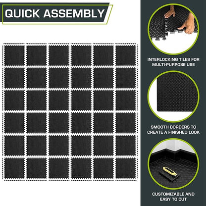 ProsourceFit Puzzle Exercise Mat ½ in 24 in 24 in 144 Sq 36 Tiles