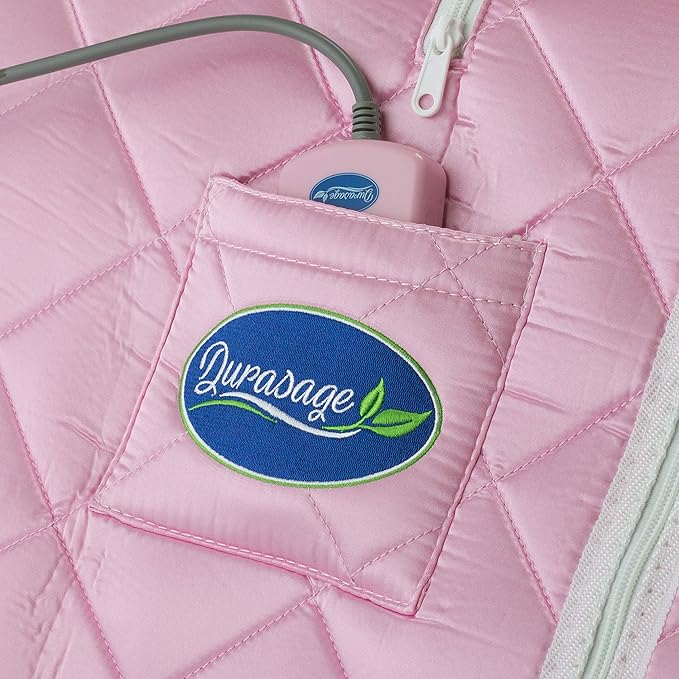 Durasage Personal Ultra Low EMF Portable Infrared Sauna Spa for Home – Detox, Relaxation, 30-Min Timer, Handheld Remote, Heated Footpad, and Chair (Light Pink)