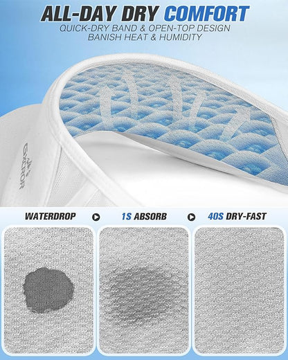 GXCROR Sports Sun Visor Hat Men Women, Lightweight Breathable Quick Dry Sports Sun Hat for Running Golf Tennis