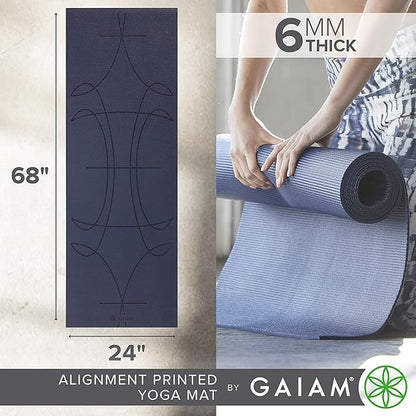 Gaiam Yoga Mat - Premium 6mm Print Extra Thick Non Slip Exercise & Fitness Mat for All Types of Yoga, Pilates & Floor Workouts (68"L x 24"W x 6mm Thick)