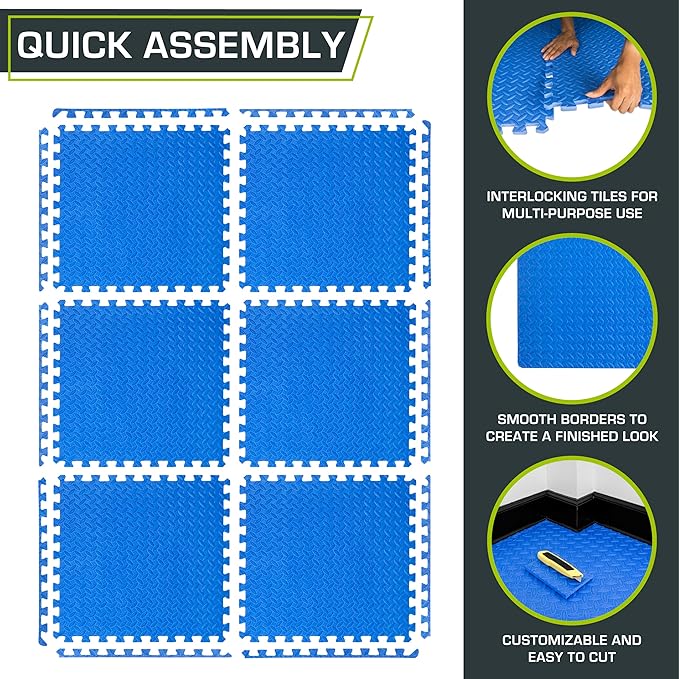ProsourceFit Puzzle Exercise Mat ½ in 24 in 24 in 144 Sq 36 Tiles