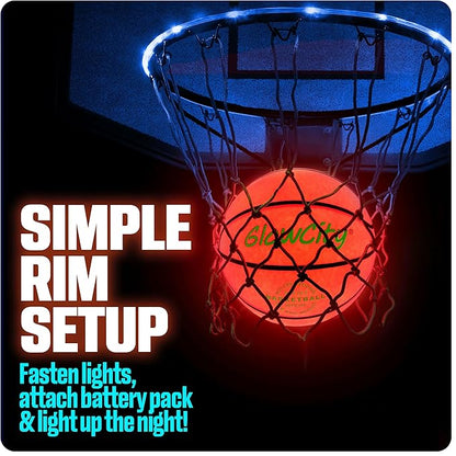 GlowCity Glow in The Dark Basketball for Teen Boy - Glowing Red Basket Ball, Light Up LED Toy for Night Ball Games - Sports Stuff & Gadgets for Kids Age 8 Years Old and Up. Great Gift for Boys & Girls