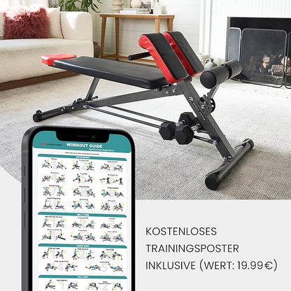 Finer Form Multi-Functional Weight Bench for Full All-in-One Body Workout – Versatile Adjustable Workout Bench for Home Gym. Fitness equipment perfect for Back HyperExtension, Bench Press, Roman Chair Exercise, Sit up. Adjusts to Decline or Flat Bench.