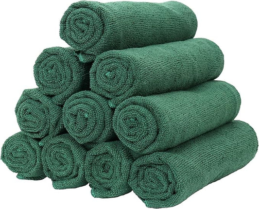 Arkwright Microfiber Gym Towel - Pack of 12 - Super Soft, Quick Dry Workout Sweat Towels, 300 GSM Lightweight & Absorbent for Sports, Working Out, Yoga, and Spa, 16 x 27 in, Hunter Green