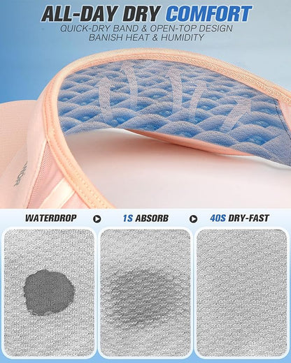 GXCROR Sports Sun Visor Hat Men Women, Lightweight Breathable Quick Dry Sports Sun Hat for Running Golf Tennis