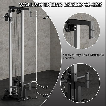 Fitness Wall Mount Cable Crossover Machine – Multi-Functional Dual Pulley System, Home Gym Equipment with Commercial-Grade Steel Frame and 400 lb Load Capacity for Home Gym.