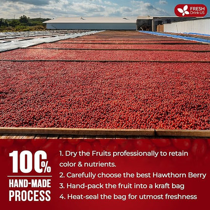 FreshDrinkUS, 16oz Premium Dried Hawthorn Berries – All-Natural, Non-GMO, Perfect for Tea, Smoothies, Baking & Snacking – Healthy, Versatile Superfood