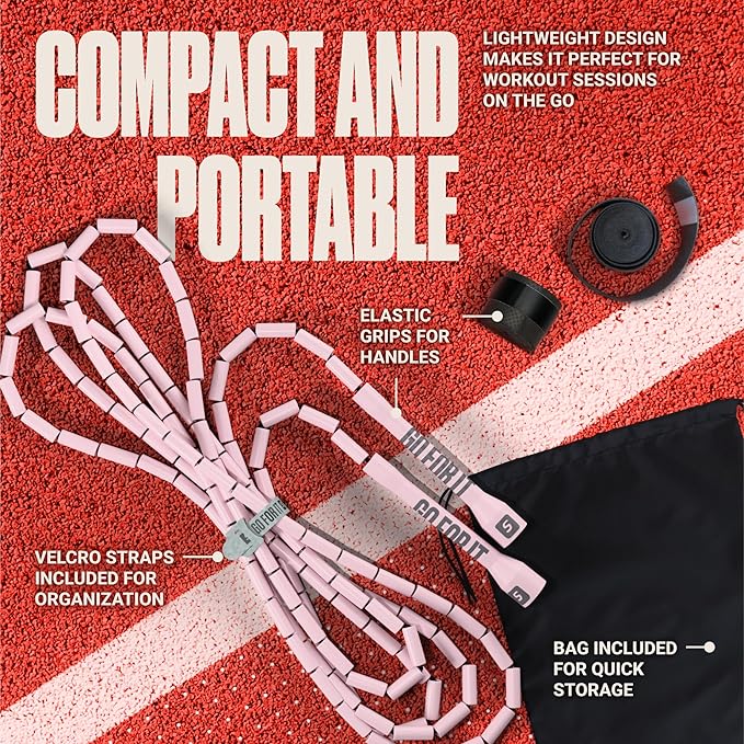 Sportbit Elite Beaded Jump Rope - Adjustable Speed Rope for Fitness, CrossFit, Boxing - Tangle-Free, Lightweight