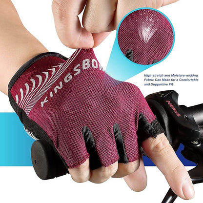 KINGSBOM Breathable Cycling Gloves, Shock-Absorbing Bike Gloves with Light Silicone Gel Pad, Anti-Slip Bicycle Gloves for Men and Women