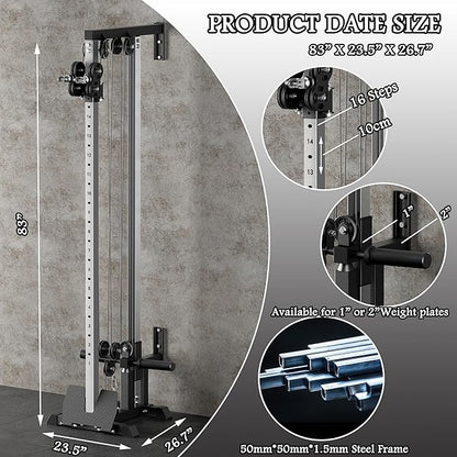 Fitness Wall Mount Cable Crossover Machine – Multi-Functional Dual Pulley System, Home Gym Equipment with Commercial-Grade Steel Frame and 400 lb Load Capacity for Home Gym.