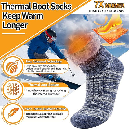 3 Pairs Warm Thermal Socks for Women & Men Winter Ski Thick Boot Insulated Socks for Cold Weather
